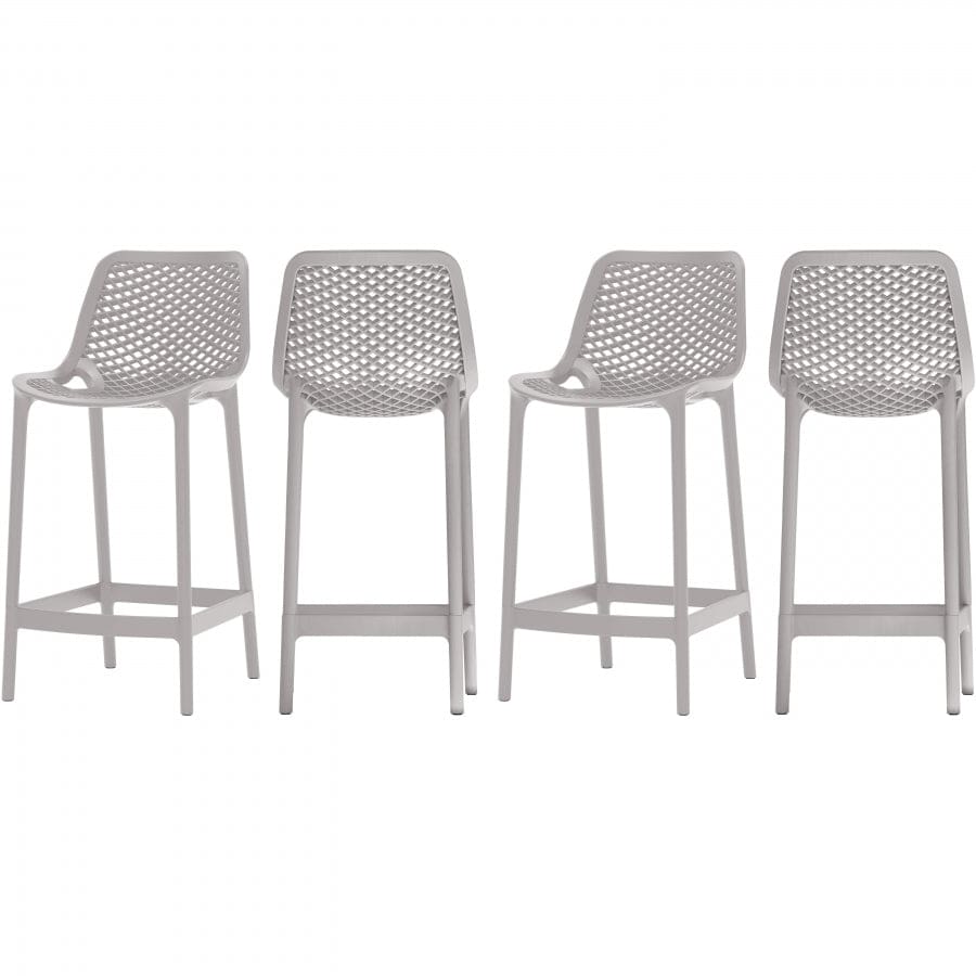 Meridian Furniture Mykonos Outdoor Patio Stools - Grey - Outdoor Furniture
