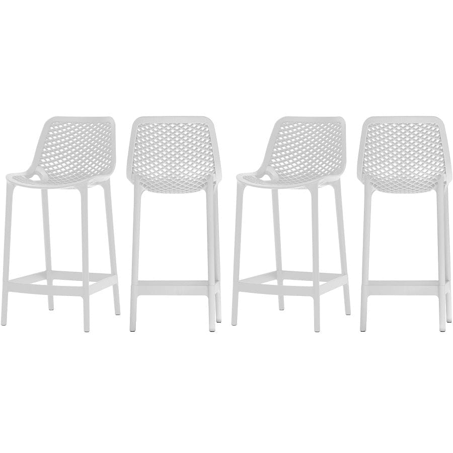 Meridian Furniture Mykonos Outdoor Patio Stools - White - Outdoor Furniture