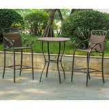 International Caravan Set of 3 Valencia Resin Wicker/Steel Bar Height Bistro Group - Antique Brown - Outdoor Furniture