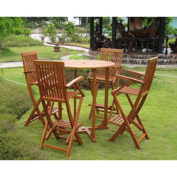 International Caravan Lugo Set of 5 Bar Height Table Group - Outdoor Furniture