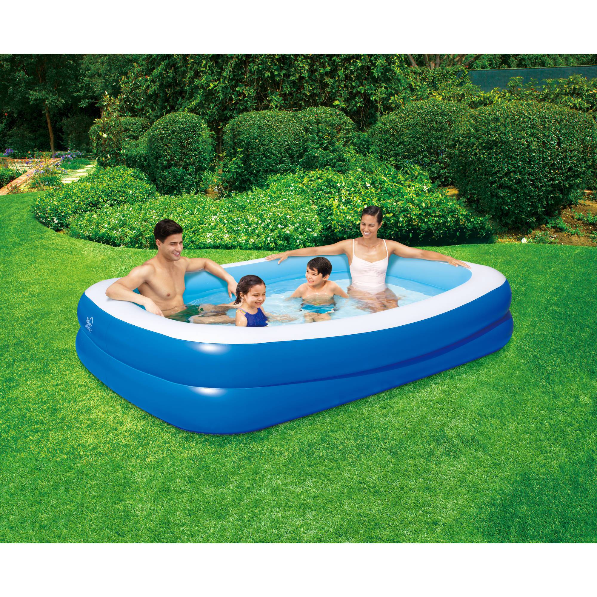Blue Wave 103-in x 69-in x 22-in Deep Inflatable Rectangular Family Pool w/Cover